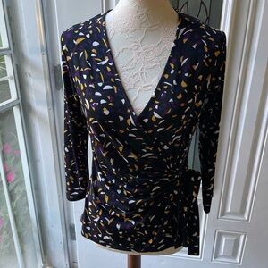 Women's Black  Label by Evan-Picone Wrap Top. Size: small. Multicolored